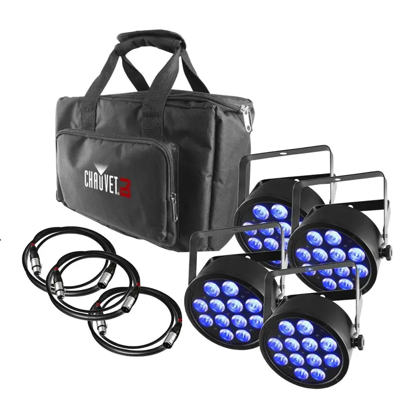 Chauvet SlimPAR T12 USB LED Wash Light 4-Pack with Bag & Cables
