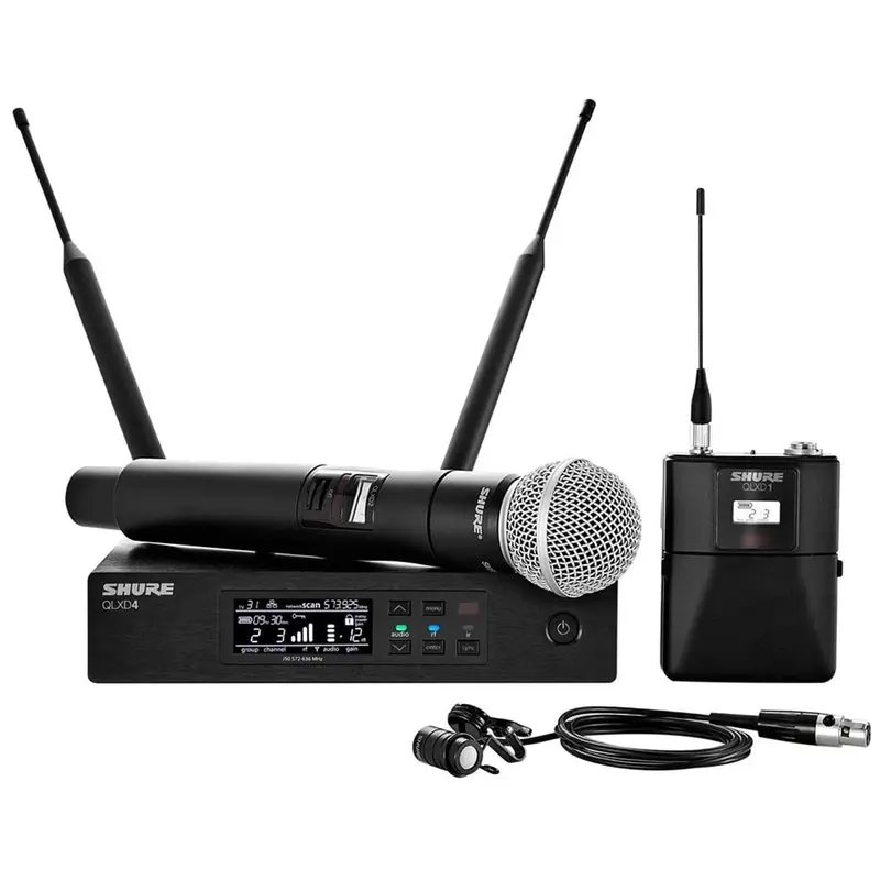 Shure QLXD Dual Wireless Mic WL185 Lav & SM58 H50