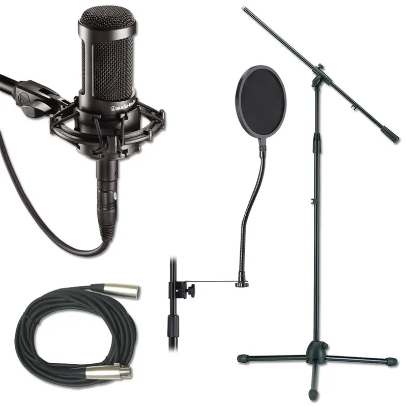 Audio Technica AT-2035 Studio Microphone with Stand & Cable Pack