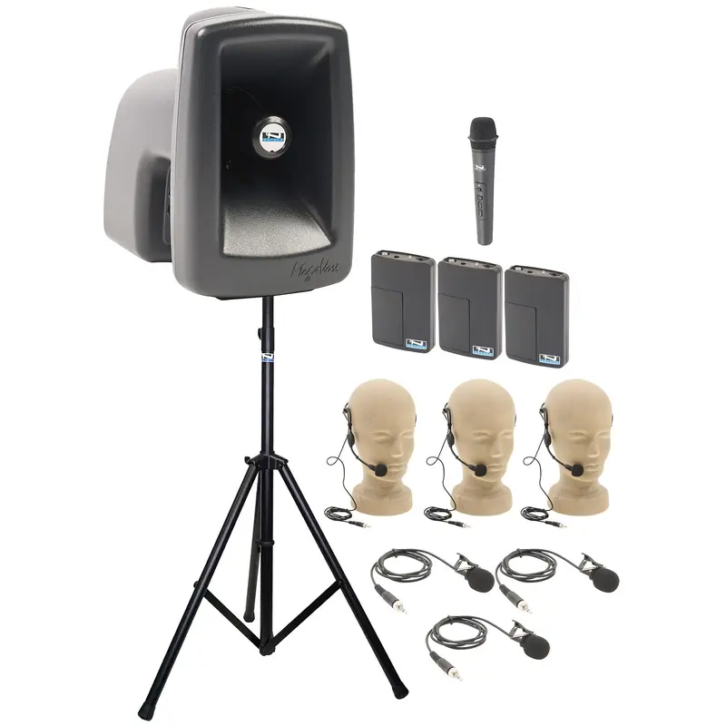 Anchor Audio 512419 MegaVox System 4 - 1x Handheld / 3x Lapel / 3x Headband Wireless Microphones