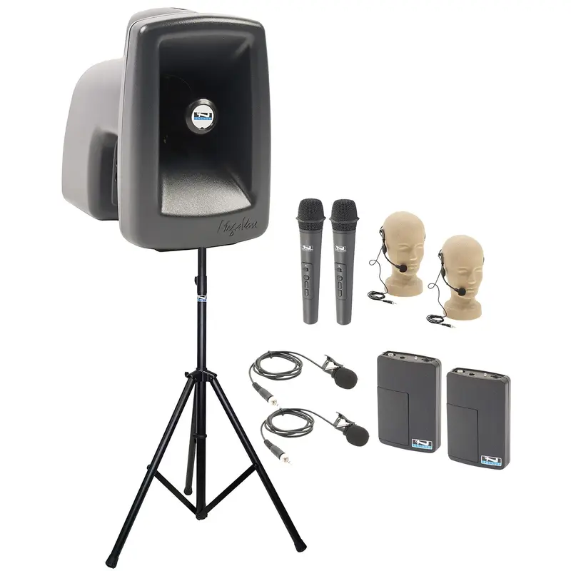 Anchor Audio 512429 MegaVox System 4 - 2x Handheld / 2x Lapel / 2x Headband Wireless Microphones