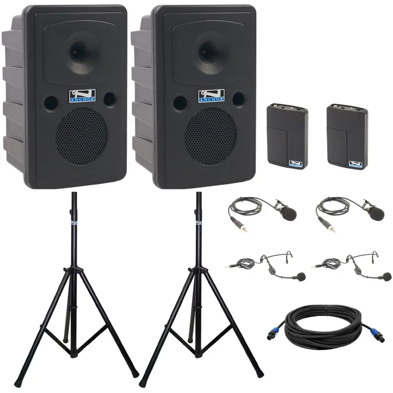Anchor Audio 645290 Go Getter 2 Pair COMP 2 - 2x Lapel / 2x Headband Wireless Microphones