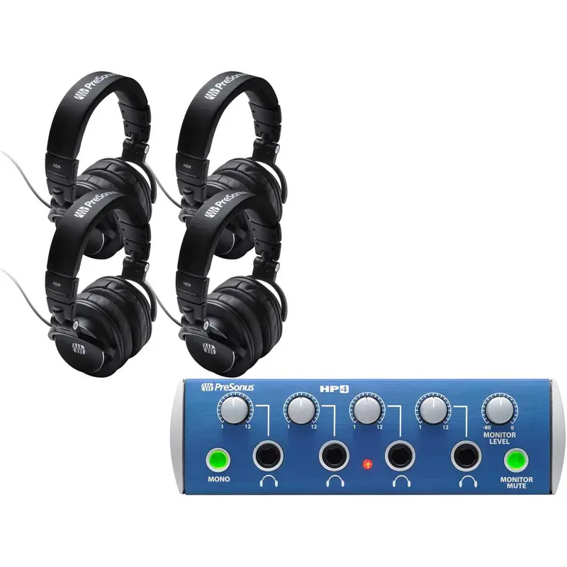 PreSonus HD9-HP4-PACK HP4 Headphone Amp with Four HD9 Headphones