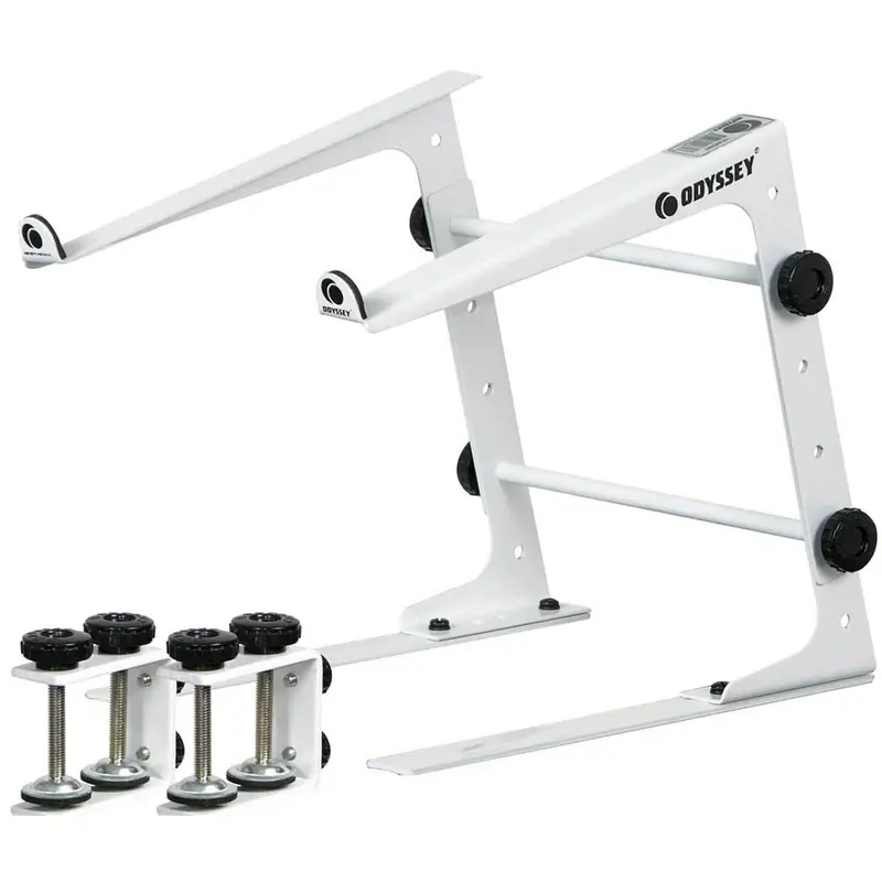 Odyssey LSTANDWHT DJ Laptop Stand with Clamps (Wht)