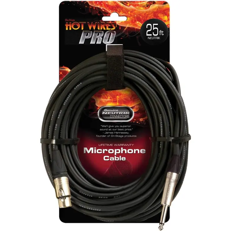 On Stage Pro Microphone Cable 25Ft XLR To 1/4