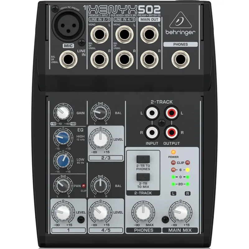 Behringer XENYX502 Premium 5-Input 2-Bus Mixer with XENYX Mic Preamp and British EQ
