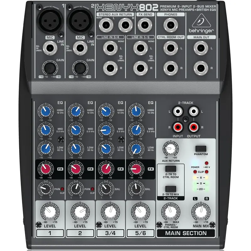Behringer XENYX802 Premium 8-Input 2-Bus Mixer with XENYX Mic Preamps and British EQ