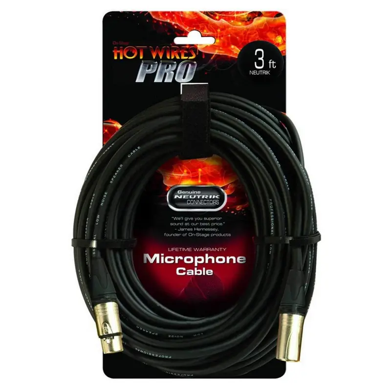 On-Stage Hot Wires MC-3NN Pro 3Ft XLR Mic Cable