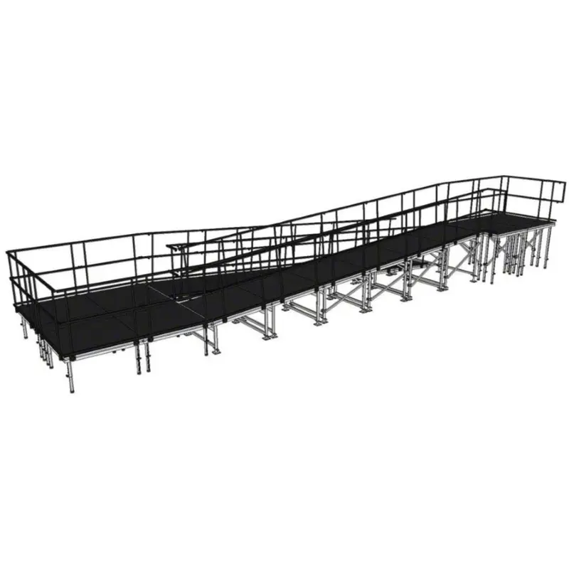 IntelliStage R48SBWI SwitchBack Wheelchair Ramp with Landing for 48 Inch Stages - Industrial Finish