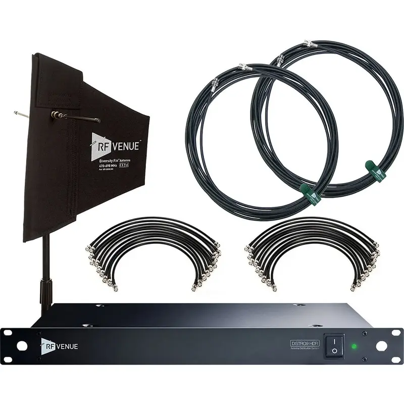 RF Venue DFIND9 DISTRO9 HDR 9-Channel Antenna Distributor Pack with Diversity Fin - Black