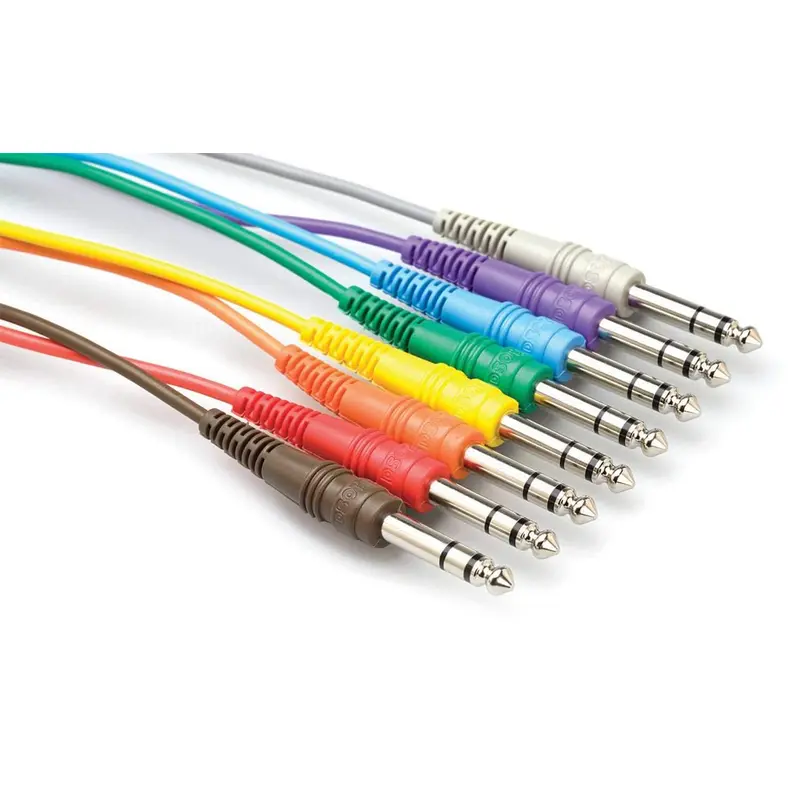 3 Ft Stereo PatchBay Cable Set of 8 1/4 to 1/4 (M