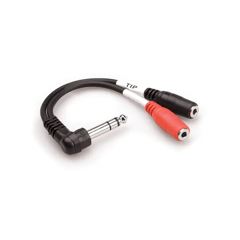 Hosa YPM-523 Right Angle 1/4in TRS to Dual 1/8in TRS (F) Cable