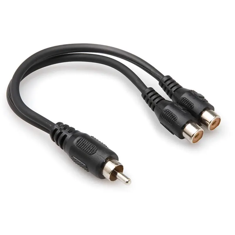 Hosa YRA-104 RCA M to Dual RCA F 6-Inch Y-Cable