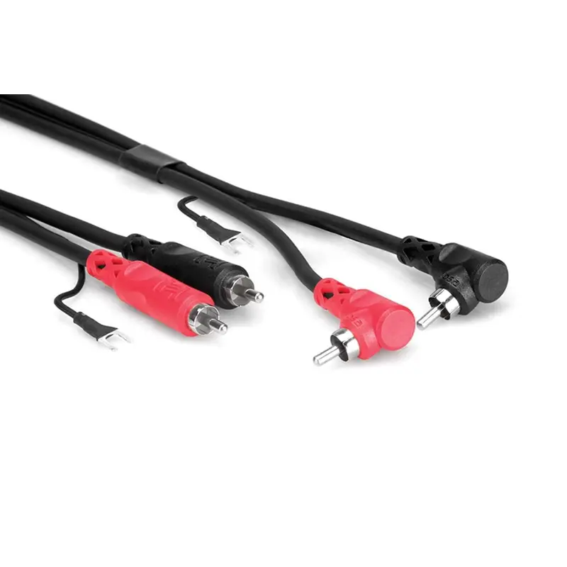 Hosa CRA-203DJ Dual RCA to Dual Right-Angle RCA with Ground Wire 3m