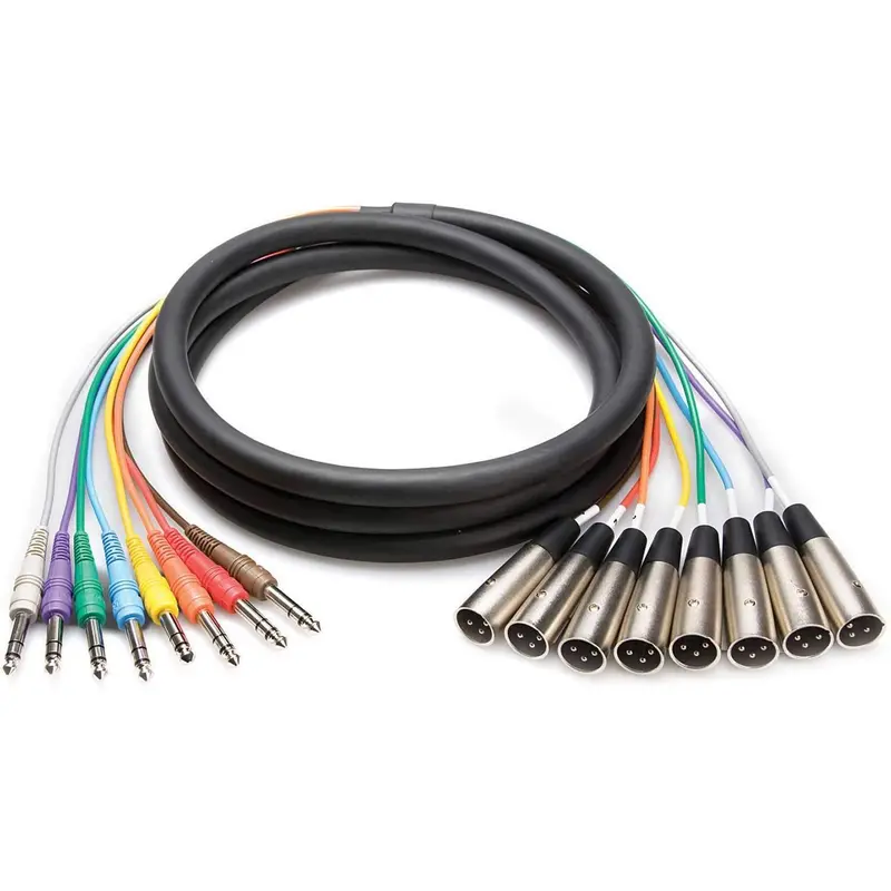 6.6 Ft 8-Ch XLR (M) to 1/4 (M) Balanced Snake