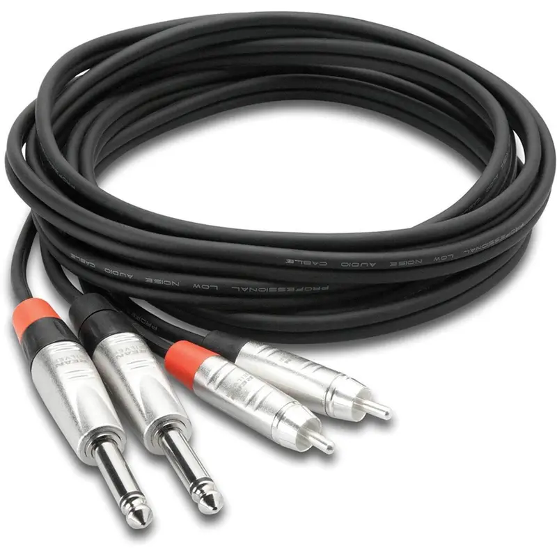 Hosa HPR-010X2 10 Foot Dual 1/4" TS (M) To Dual RCA (M) Cable