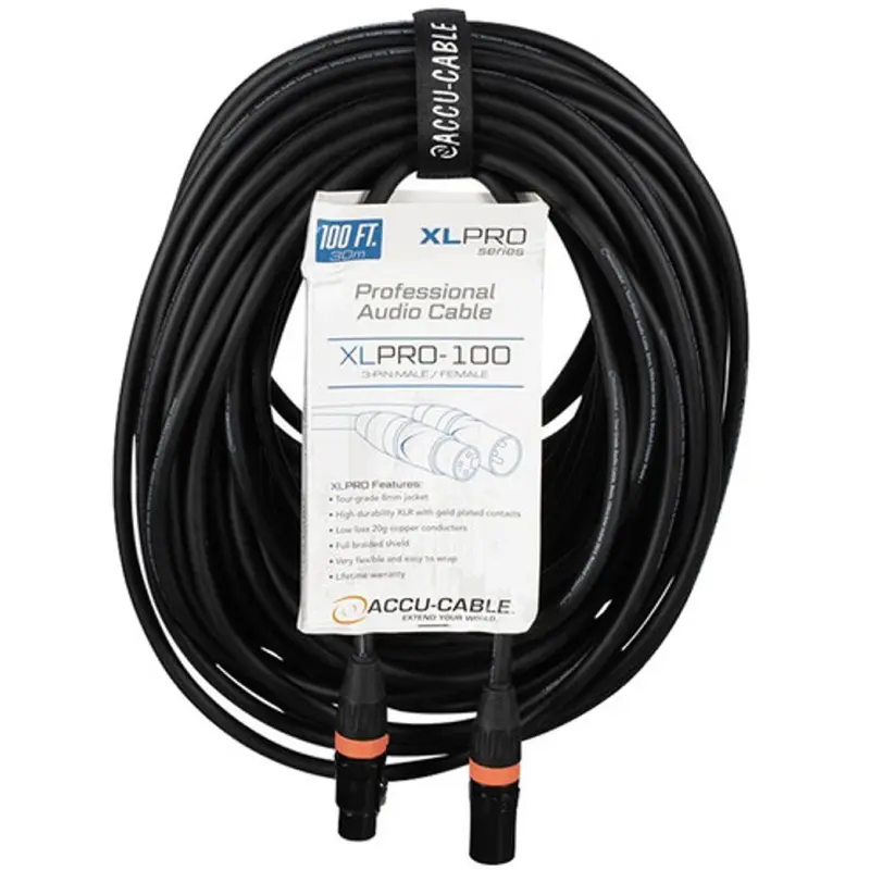 Accu-Cable 100-Foot PRO XLR Male to XLR Female Microphone Cable