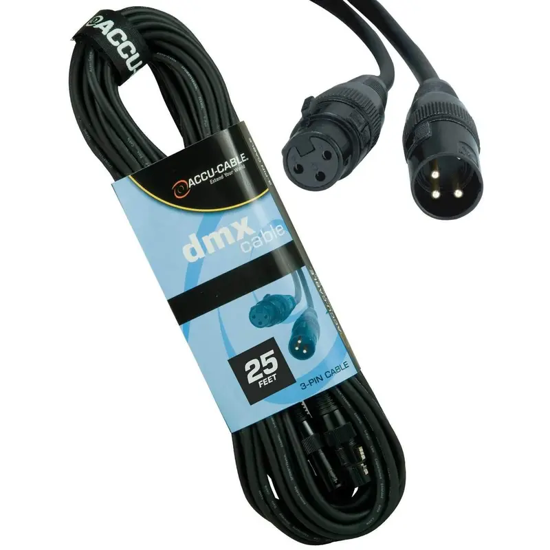Accu-Cable 3-Pin XLR (F) to XLR (M) DMX Cable 25Ft