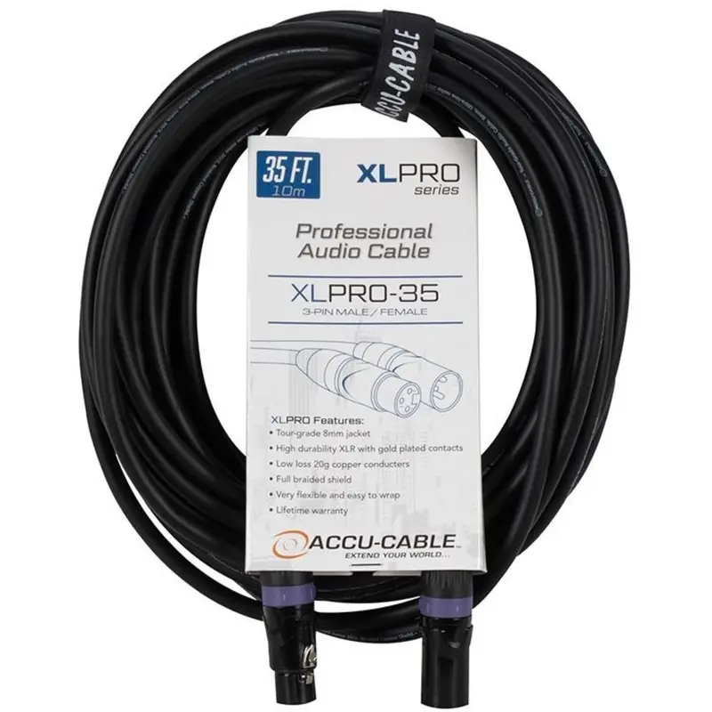 Accu-Cable 35-Foot PRO XLR Male to XLR Female Microphone Cable