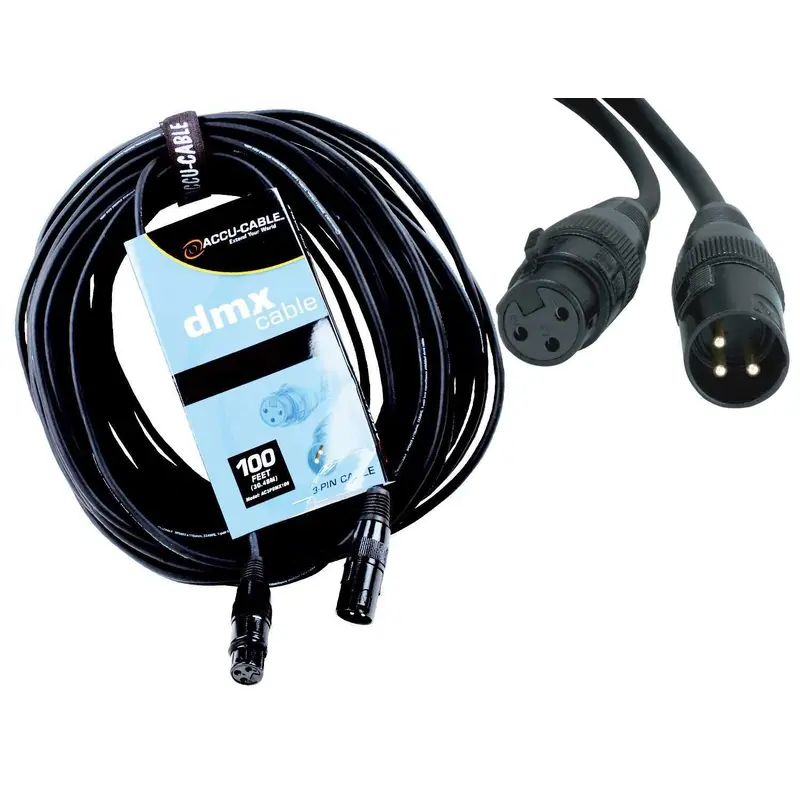 Accu-Cable 3Pin XLR (F) to XLR (M) DMX Cable 100Ft