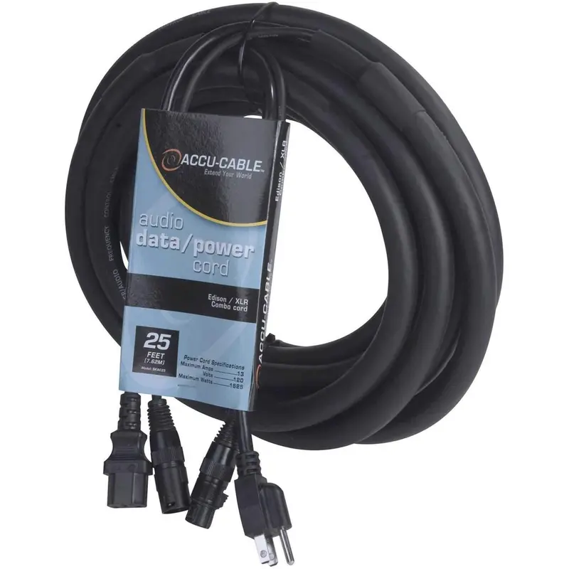 Accu-Cable SKAC25 25Ft AC Power & XLR Combo Cable