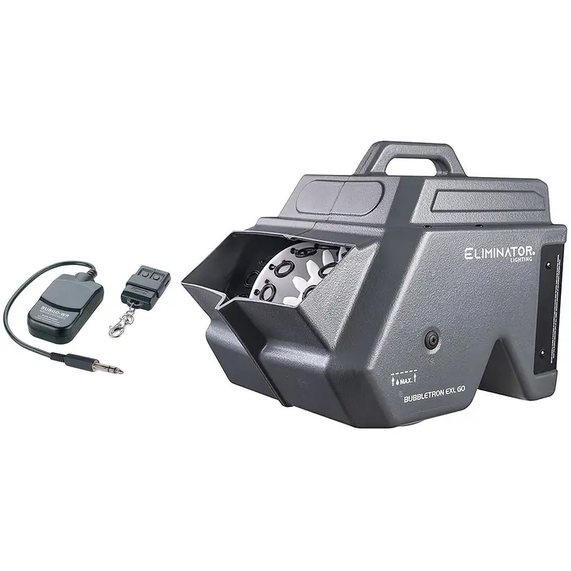 Eliminator Lighting BUBBLETRON EXL GO Bubble Machine with Wireless Remote Control / Dual Fan System