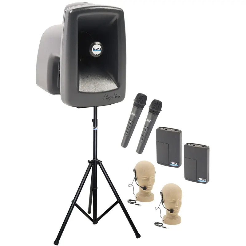 Anchor Audio 512425 MegaVox System 4 - 2x Handheld / 2x Headband Wireless Microphones