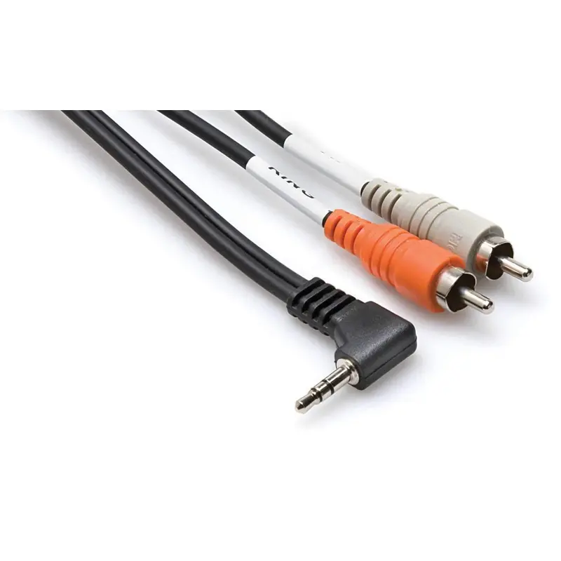 Dual RCA Male to Single Right Angle 1/8" Stereo