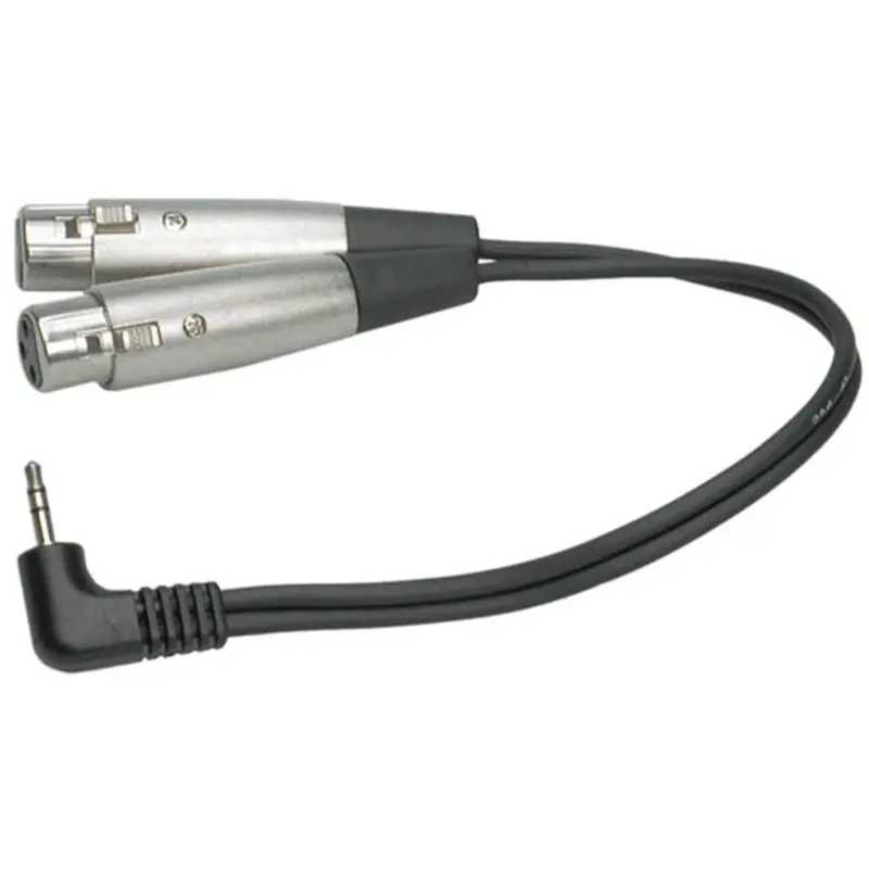 Y-Cable RT Angle 1/8 (M) to Dual XLR (F) 1 Ft