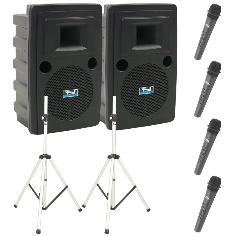 Anchor Audio 760400 Liberty Pair (XU4, AIR), Anchor-Air Package with 4 WH-LINK Handheld Wireless Microphones and Stands