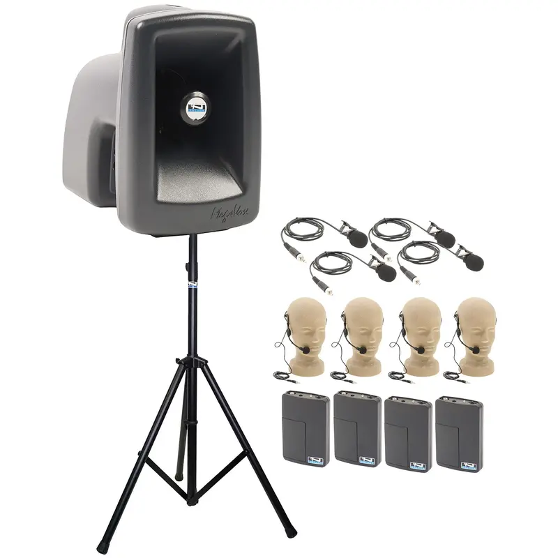 Anchor Audio 512490 MegaVox System 4 - 4x Lapel / 4x Headband Wireless Microphones