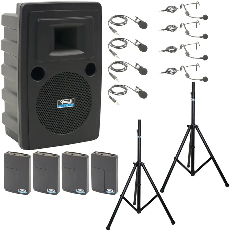 Anchor Audio 715490 Liberty 2 System X4 - Anchor-Air / 4x Lapel / 4x Headband Wireless Microphones