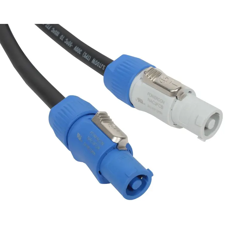 ETC DPJ-10 Powercon Plug (Gray) To Powercon Receptacle (Blue) Fixture Power Jumper, 10-Foot/3-Meter Cable, Black