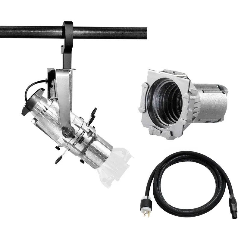 ETC Source Four Mini Gallery LED Ellipsoidal 2700 K - 50-Degree Lens Tube with Edison Plug - Silver (Portable)