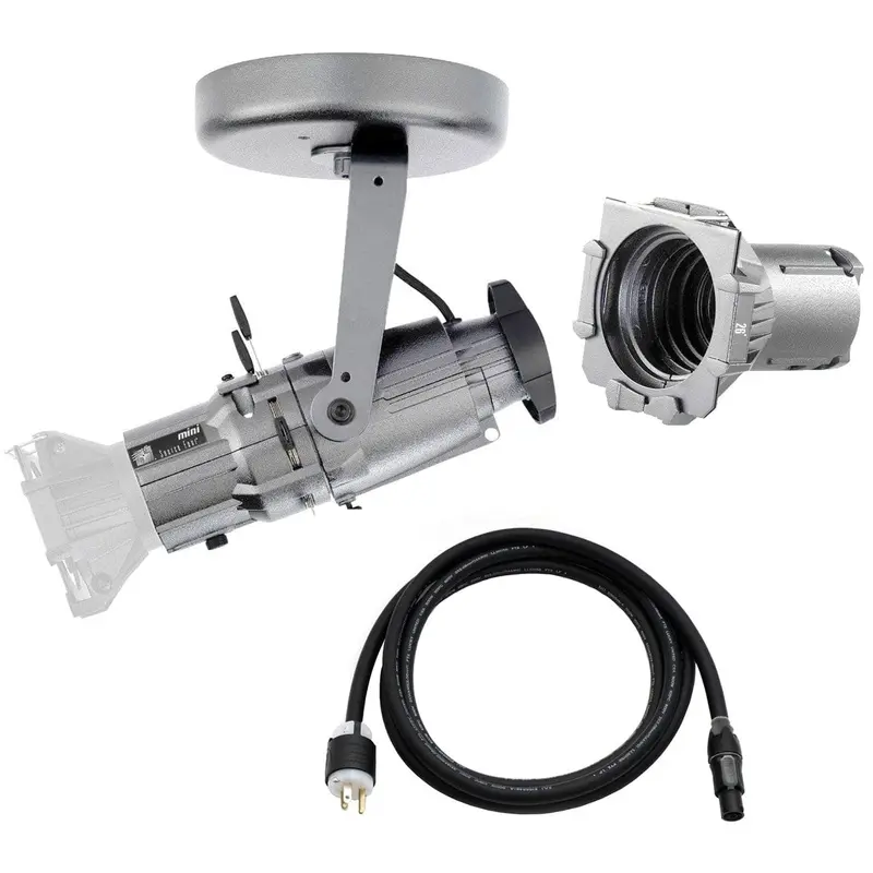 ETC Source Four Mini Gallery LED Ellipsoidal 3000 K - 26-Degree Lens Tube with Edison Plug - Silver (Canopy)