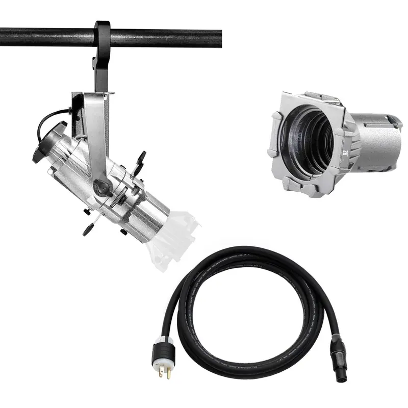 ETC Source Four Mini Gallery LED Ellipsoidal 3000 K - 26-Degree Lens Tube with Edison Plug - Silver (Portable)