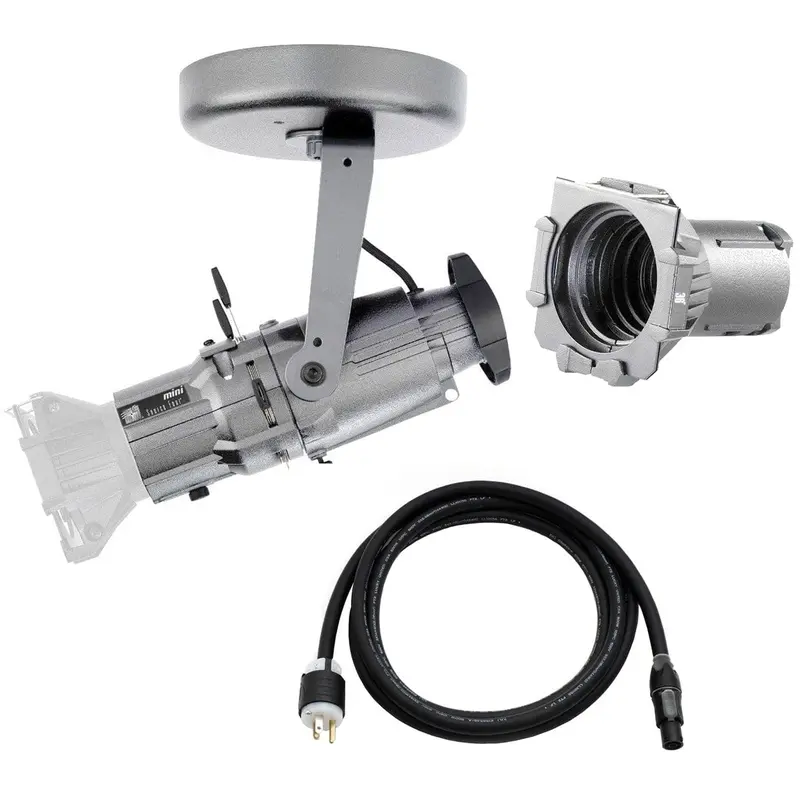 ETC Source Four Mini Gallery LED Ellipsoidal 3000 K - 36-Degree Lens Tube with Edison Plug - Silver (Canopy)