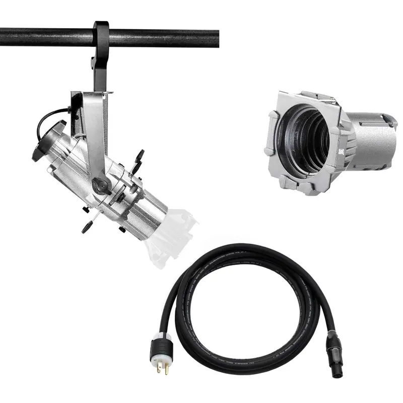 ETC Source Four Mini Gallery LED Ellipsoidal 3000 K - 36-Degree Lens Tube with Edison Plug - Silver (Portable)