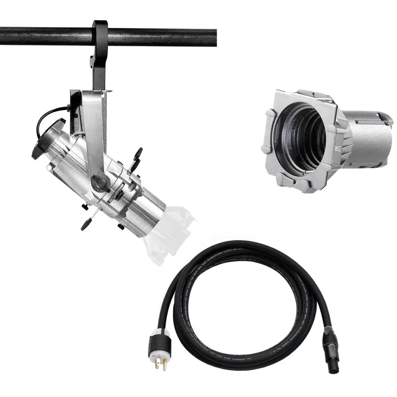 ETC Source Four Mini Gallery LED Ellipsoidal 3000 K - 50-Degree Lens Tube with Edison Plug - Silver (Portable)