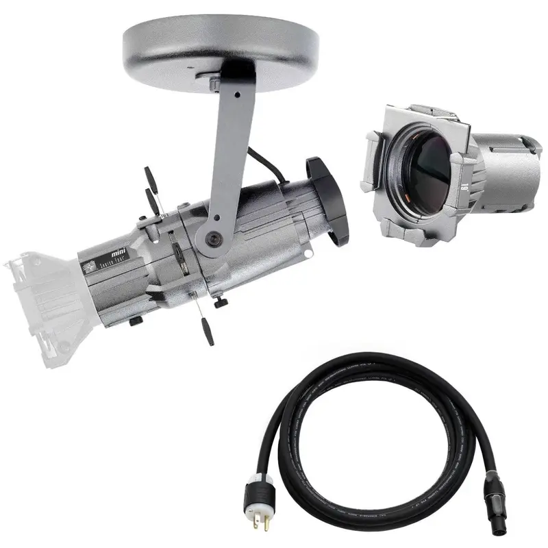 ETC Source Four Mini LED Ellipsoidal 3000 K - 19-Degree Lens Tube with Edison Plug - Silver (Canopy)