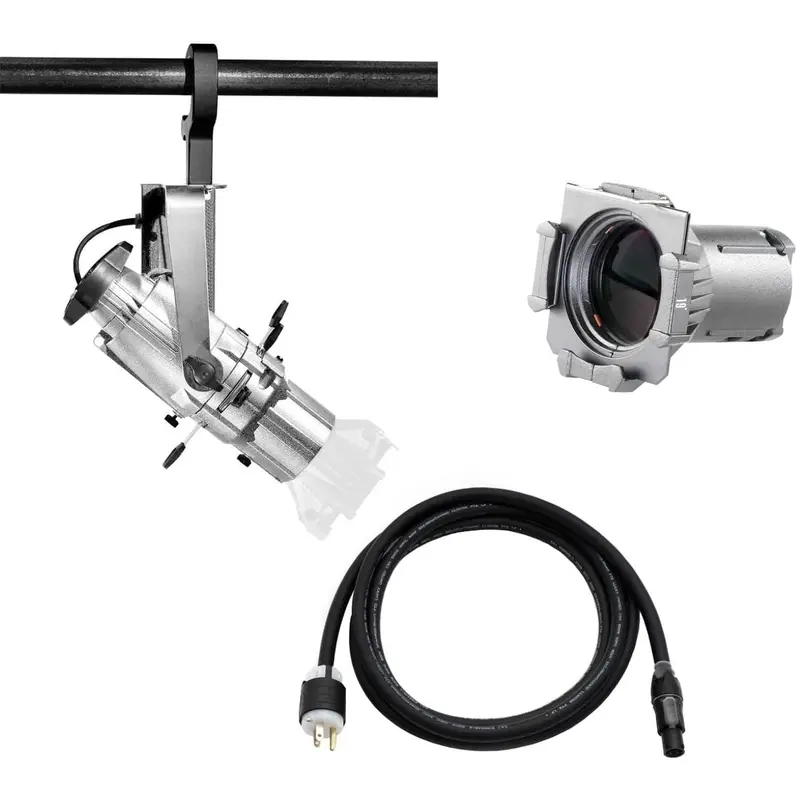 ETC Source Four Mini LED Ellipsoidal 3000 K - 19-Degree Lens Tube with Edison Plug - Silver (Portable)