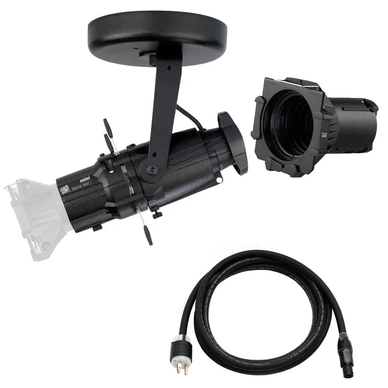 ETC Source Four Mini LED Ellipsoidal 3000 K - 26-Degree Lens Tube with Edison Plug - Black (Canopy)