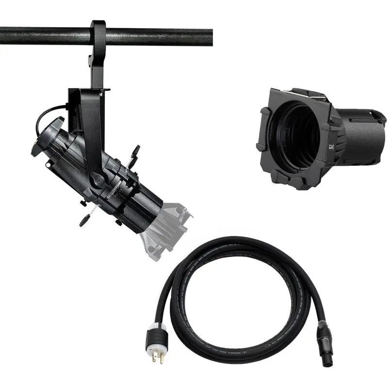 ETC Source Four Mini LED Ellipsoidal 3000 K with 26-Degree Lens Tube and Edison Plug - Black (Portable)