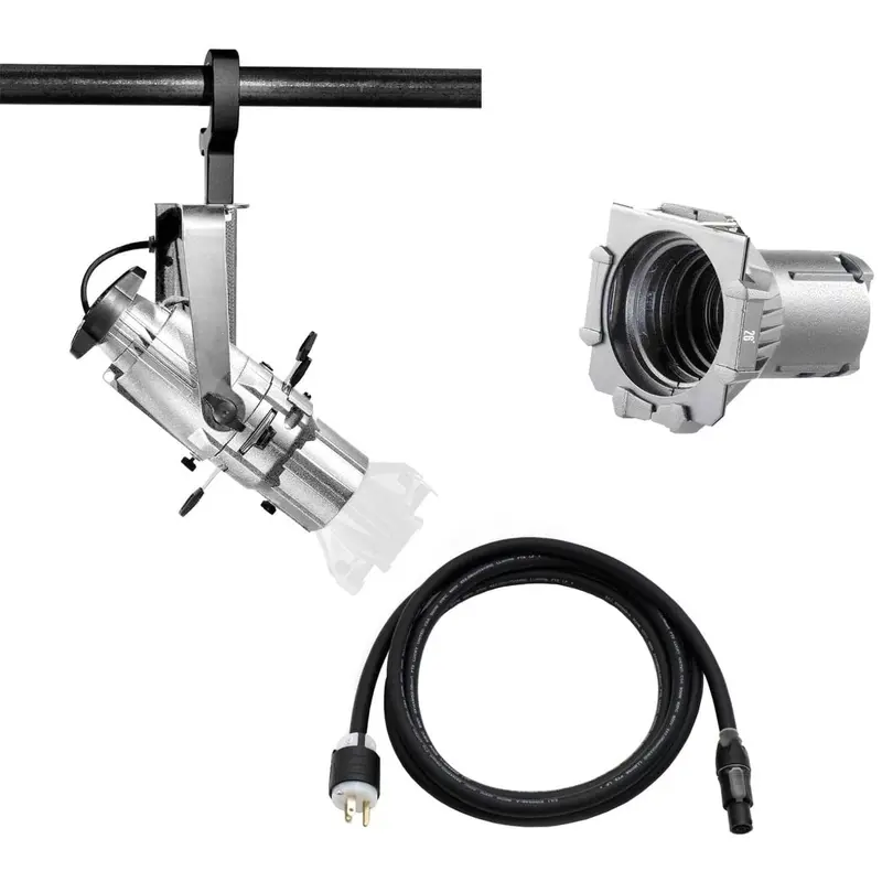 ETC Source Four Mini LED Ellipsoidal 3000 K with 26-Degree Lens Tube and Edison Plug - Silver (Portable)