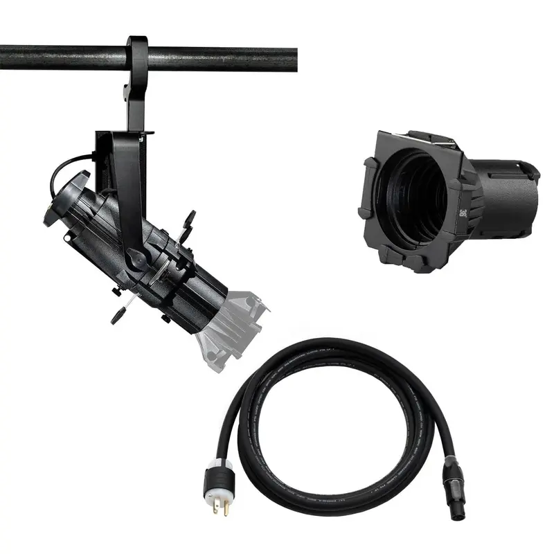 ETC Source Four Mini LED Ellipsoidal 3000 K with 36-Degree Lens Tube and Edison Plug - Black (Portable)