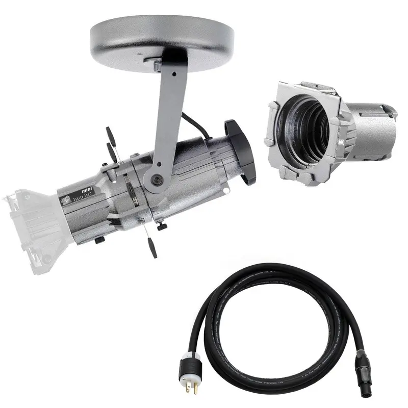 ETC Source Four Mini LED Ellipsoidal 3000 K with 36-Degree Lens Tube and Edison Plug - Silver (Canopy)