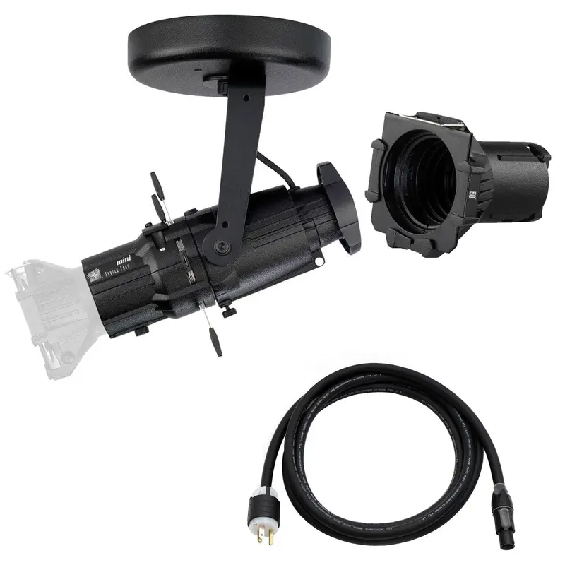 ETC Source Four Mini LED Ellipsoidal 3000 K with 50-Degree Lens Tube and Edison Plug - Black (Canopy)