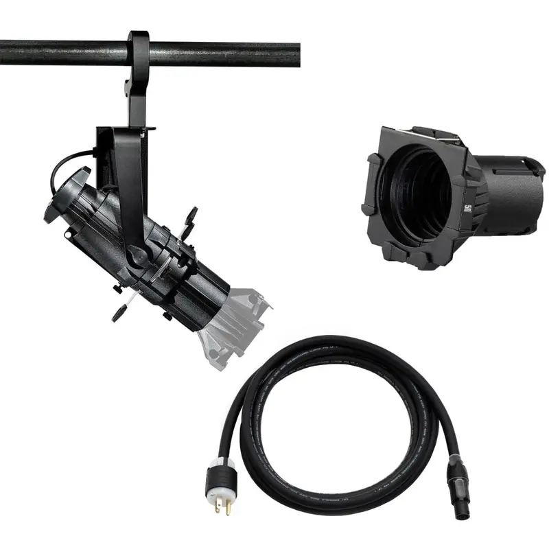 ETC Source Four Mini LED Ellipsoidal 3000 K with 50-Degree Lens Tube and Edison Plug - Black (Portable)