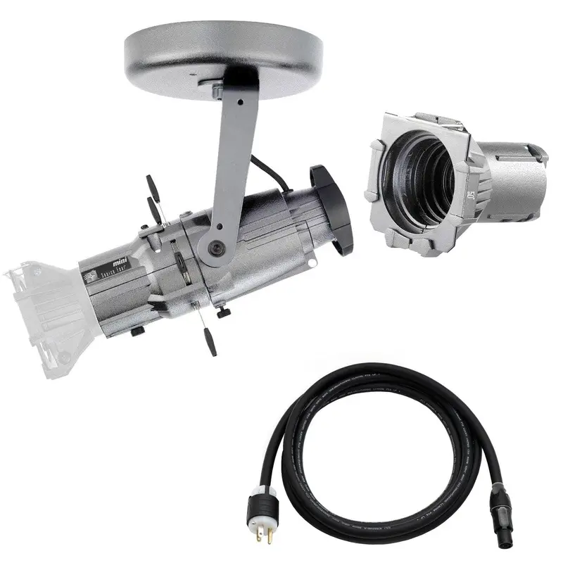 ETC Source Four Mini LED Ellipsoidal 3000 K with 50-Degree Lens Tube and Edison Plug - Silver (Canopy)