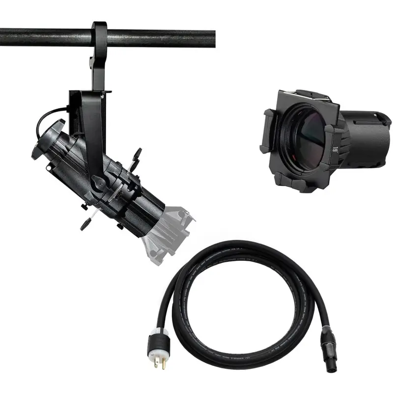 ETC Source Four Mini LED Ellipsoidal 4000 K with 19-Degree Lens Tube and Edison Plug - Black (Portable)